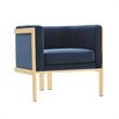 Manhattan Comfort Paramount Velvet Accent Armchair in Blue (Set of 2)