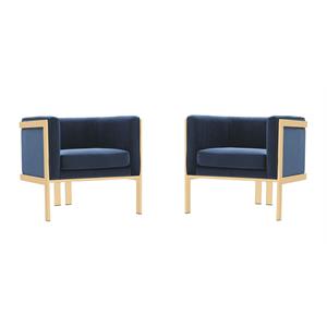 paramount royal blue  polished brass velvet accent armchair set of 2