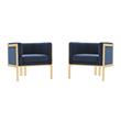 Manhattan Comfort Paramount Velvet Accent Armchair in Blue (Set of 2)