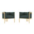 Manhattan Comfort Paramount Velvet Accent Armchair in Green (Set of 2)