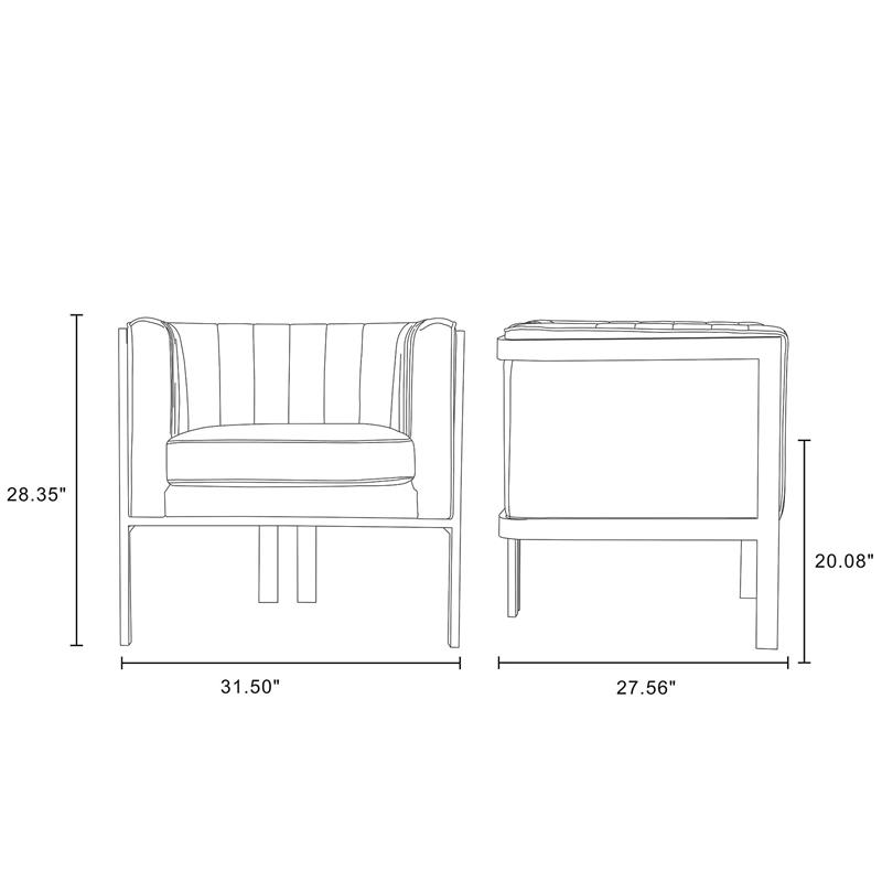 Manhattan Comfort Paramount Velvet Accent Armchair in Gray (Set of 2)