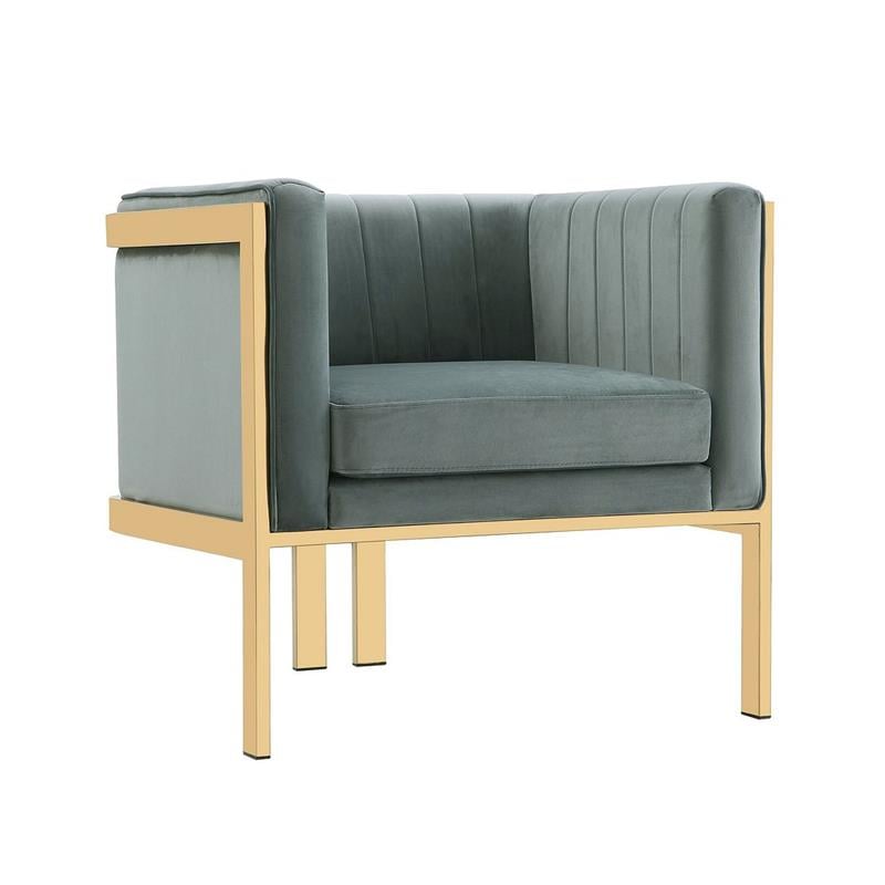 Manhattan Comfort Paramount Velvet Accent Armchair in Gray (Set of 2)