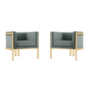paramount warm grey  polished brass velvet accent armchair set of 2