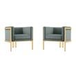 Manhattan Comfort Paramount Velvet Accent Armchair in Gray (Set of 2)