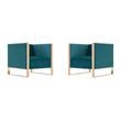 Manhattan Comfort Trillium Velvet Accent Chair in Teal Blue/Gold (Set of 2)
