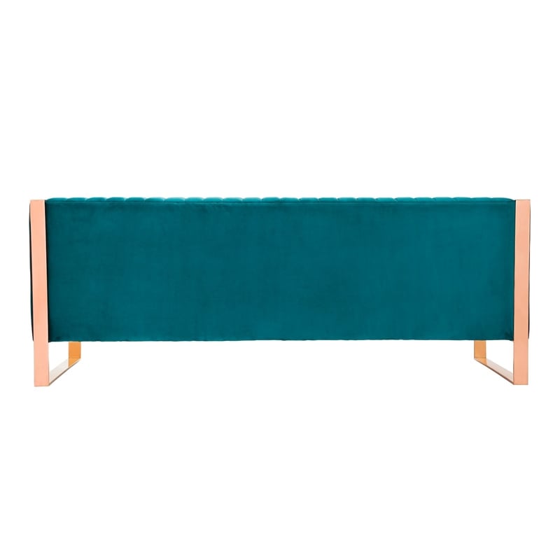 Manhattan Comfort Trillium 2-Piece Velvet Sofa & Armchair Set in Teal Blue
