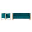 Manhattan Comfort Trillium 2-Piece Velvet Sofa & Armchair Set in Teal Blue