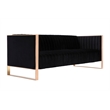 Manhattan Comfort Trillium 2-Piece Velvet Sofa & Armchair Set in Black