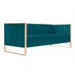 Manhattan Comfort Trillium 3-Piece Velvet Sofa & Armchair Set in Teal Blue