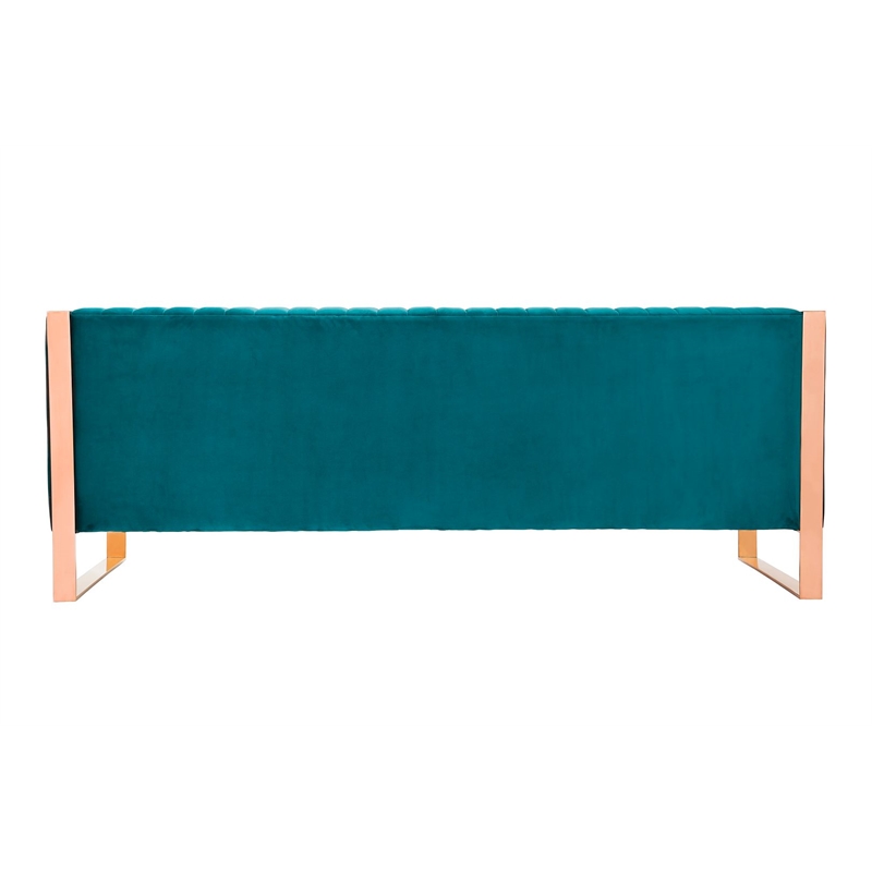 Manhattan Comfort Trillium 3-Piece Velvet Sofa & Armchair Set in Teal Blue