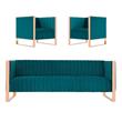 Manhattan Comfort Trillium 3-Piece Velvet Sofa & Armchair Set in Teal Blue