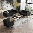 Manhattan Comfort Trillium 3-Piece Velvet Sofa & Armchair Set in Black