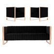 Manhattan Comfort Trillium 3-Piece Velvet Sofa & Armchair Set in Black