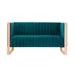 Manhattan Comfort Trillium 3-Piece Velvet Sofa Set in Teal Blue/Rose Gold