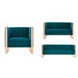 Manhattan Comfort Trillium 3-Piece Velvet Sofa Set in Teal Blue/Rose Gold