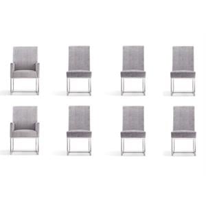 Manhattan Comfort Element 18.9&quot Velvet Dining Chair in Gray (Set of 8)