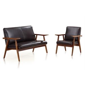 archduke 2piece black  amber sleek bold upholstered loveseat  armchair set