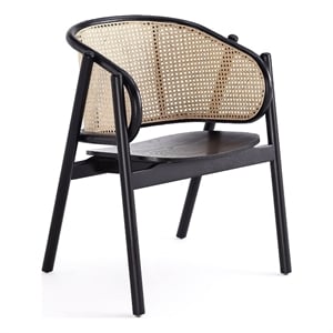 Manhattan Comfort Versailles Wood Accent Armchair in Black & Natural