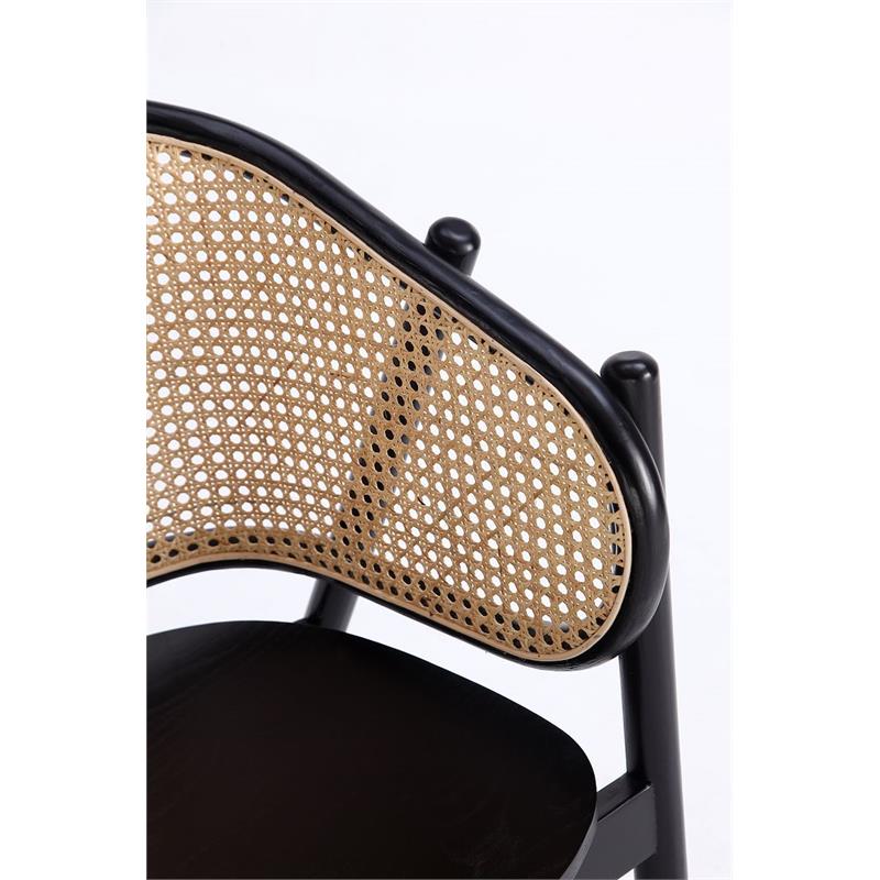 Manhattan Comfort Versailles Wood Accent Armchair in Black & Natural