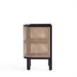Manhattan Comfort Versailles 2-Shelf Wood Rattan End Table in Black