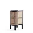 Manhattan Comfort Versailles 2-Shelf Wood Rattan End Table in Black