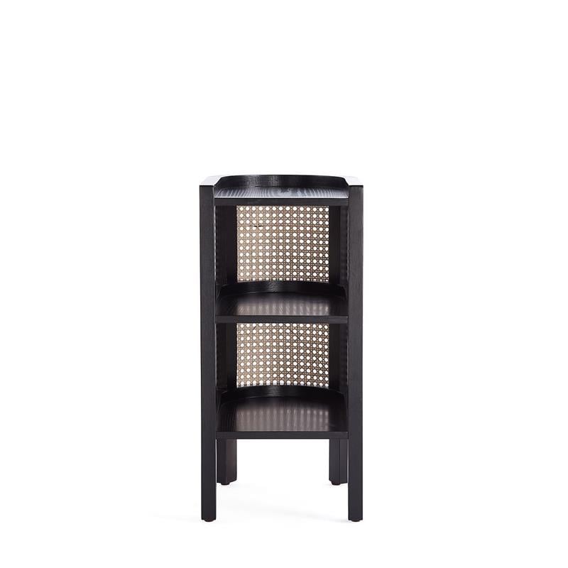 Manhattan Comfort Versailles 2-Shelf Wood Rattan End Table in Black