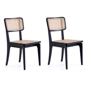 Manhattan Comfort Giverny 17.32&quot Wood Dining Chairs in Black (Set of 2)