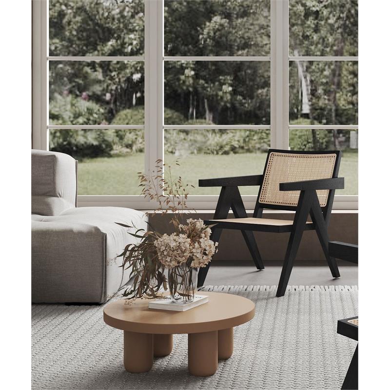 Manhattan Comfort Hamlet Solid Ash Wood Accent Chair in Black & Natural