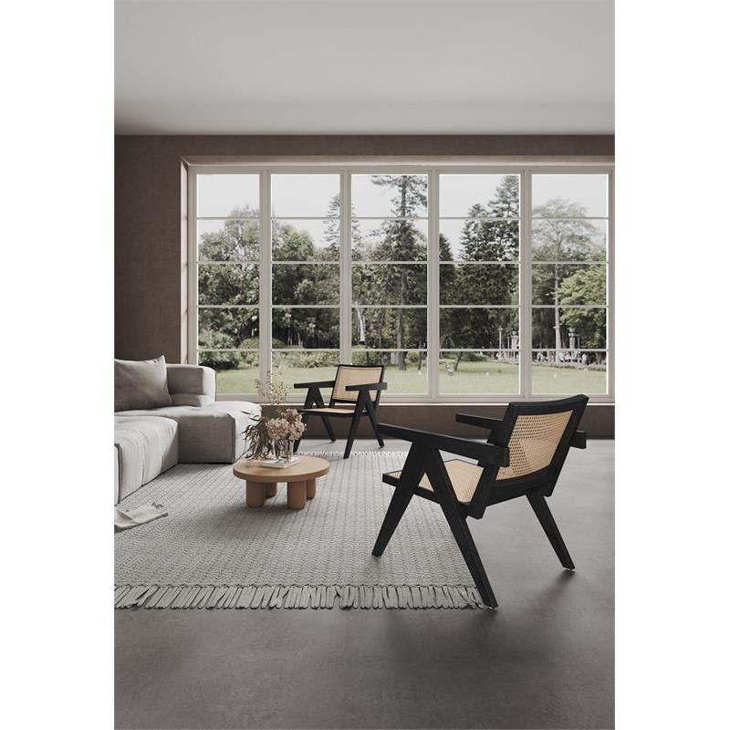 Manhattan Comfort Hamlet Solid Ash Wood Accent Chair in Black & Natural