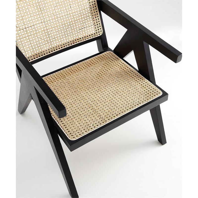 Manhattan Comfort Hamlet Solid Ash Wood Accent Chair in Black & Natural