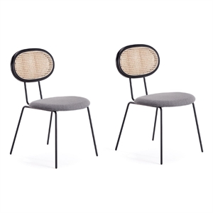 Manhattan Comfort Jardin 17.52&quot Rattan Dining Chair in Gray (Set of 2)