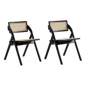 Manhattan Comfort Lambinet 18.3&quot Wood Folding Dining Chair in Black (Set of 2)