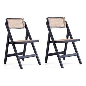Manhattan Comfort Pullman 17.72&quot Wood Folding Dining Chair in Black (Set of 2)