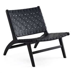 Manhattan Comfort Maintenon Wood Leatherette Accent Chair in Black