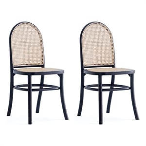 Manhattan Comfort Paragon 19.29&quot Wood Dining Chair in Black (Set of 2)