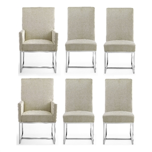 Manhattan Comfort Element 18.9&quot Velvet Dining Chair in Off White (Set of 6)