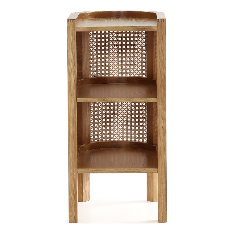 Manhattan Comfort Versailles 2-Shelf Wood Rattan End Table in Natural