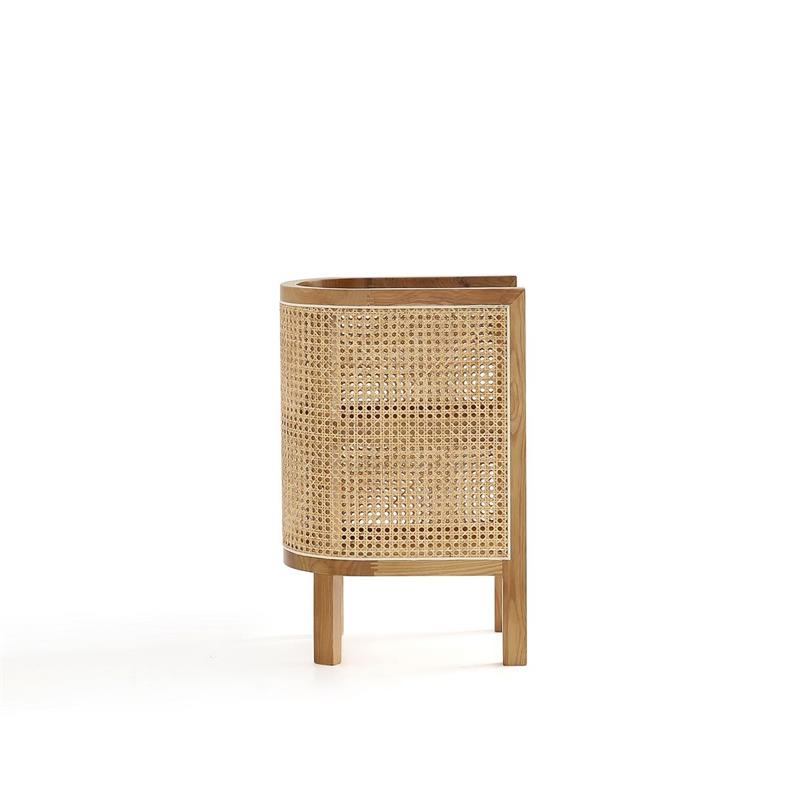 Manhattan Comfort Versailles 2-Shelf Wood Rattan End Table in Natural