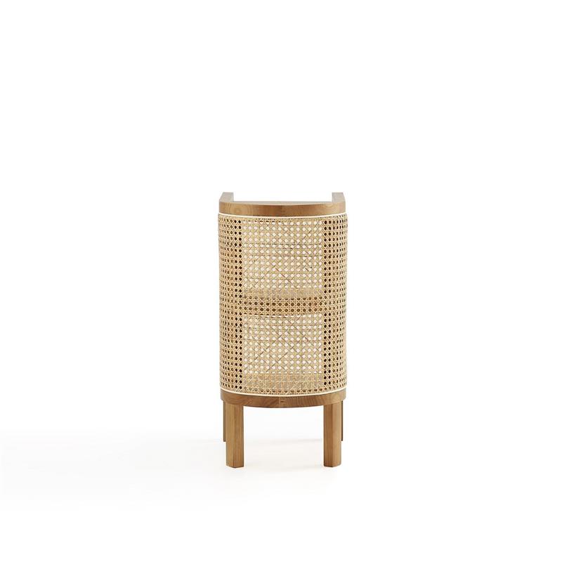 Manhattan Comfort Versailles 2-Shelf Wood Rattan End Table in Natural