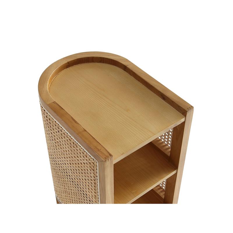 Manhattan Comfort Versailles 2-Shelf Wood Rattan End Table in Natural