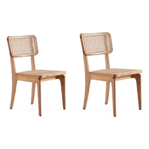 Manhattan Comfort Giverny 17.32&quot Wood Dining Chairs in Natural (Set of 2)