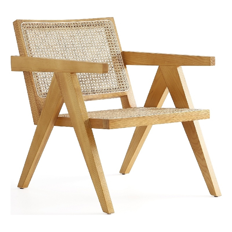 Manhattan Comfort Hamlet Solid Ash Wood Accent Chair in Natural