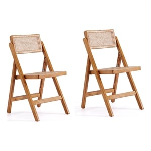 Manhattan Comfort Pullman 17.72&quot Wood Folding Dining Chair in Natural (Set of 2)