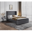 Manhattan Comfort Kingdom Faux Leather Full Size Bed Frame in Gray