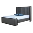 Manhattan Comfort Kingdom Faux Leather Full Size Bed Frame in Gray