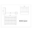 Manhattan Comfort Kingdom Faux Leather Queen Size Bed Frame in Gray