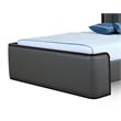Manhattan Comfort Kingdom Faux Leather Queen Size Bed Frame in Gray