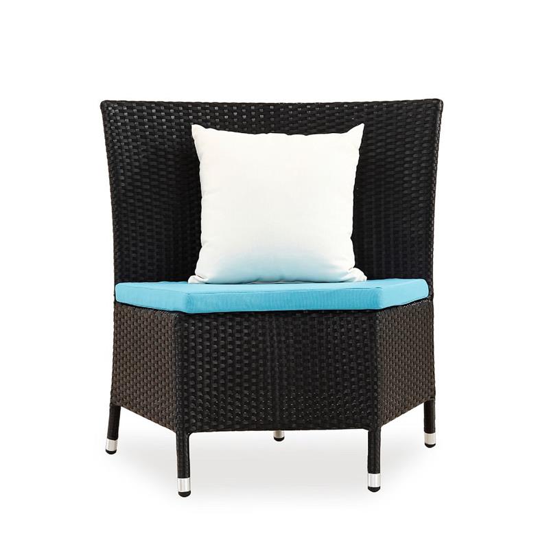 Manhattan Comfort Nightingdale 7PC Rattan&Fabric Outdoor Dining Set in Sky/Brown
