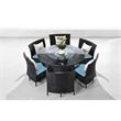 Manhattan Comfort Nightingdale 7PC Rattan&Fabric Outdoor Dining Set in Sky/Brown