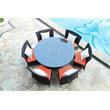 Manhattan Comfort Nightingdale 7-PC Rattan/Fabric Outdoor Dining Set in Orange
